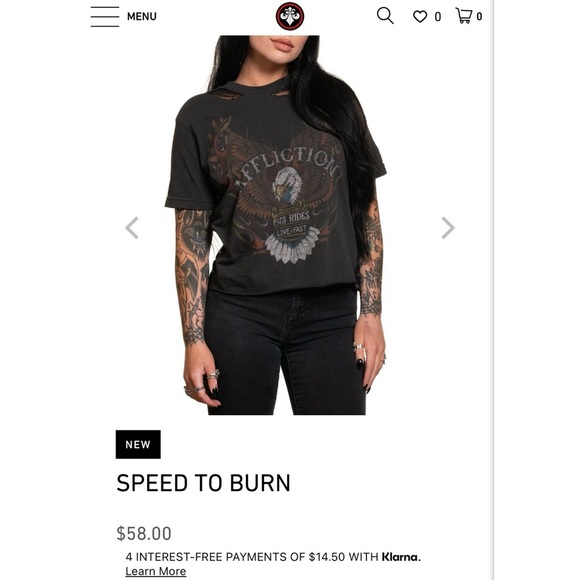 NEW Affliction Speed to Burn Graphic Biker Moto Tee L Black Lace Sheer Grommet - Picture 2 of 9